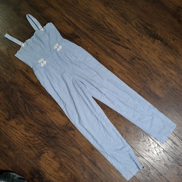 House of Harlow x Revolve White and Blue Devi Stripe Jumpsuit Small - Picture 4 of 14